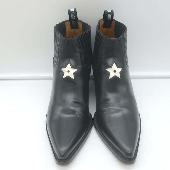 Christian Dior L.A. Ankle Boots Black Leather Size 36.5 Western Booties - Picture 4 of 12